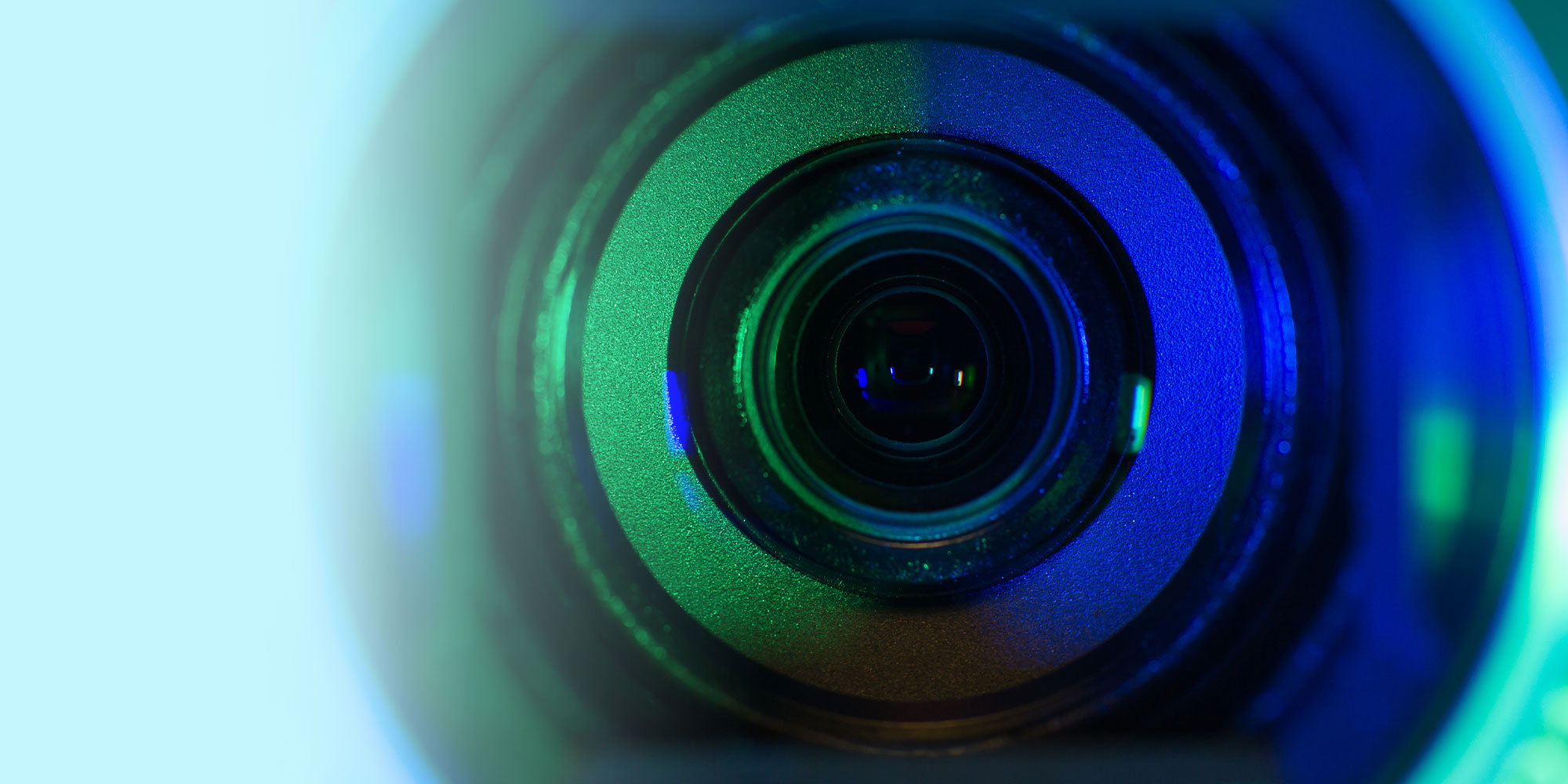 close up of video camera lens